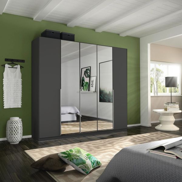 Rauch alabama metallic grey with mirror wardrobe