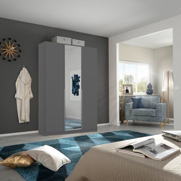 Rauch Alabama 3 Door hinged metallic grey wardrobe