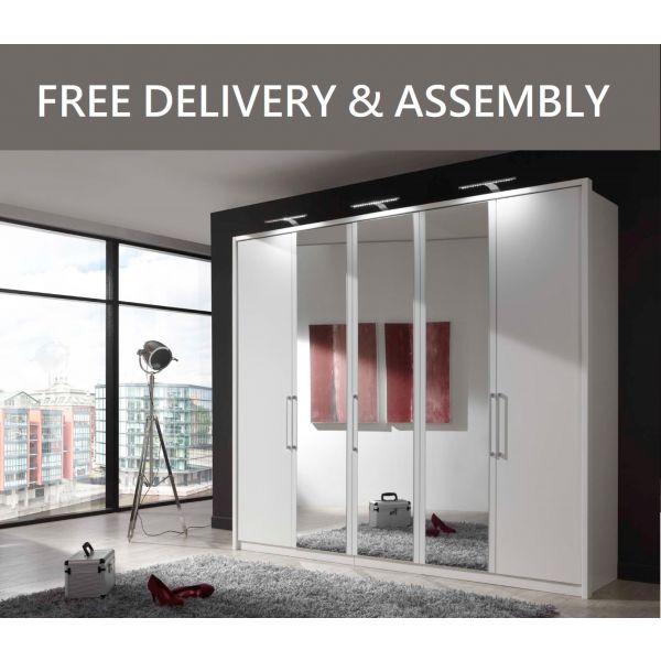 Wiemann Berlin White Hinged Door Wardrobe With Mirror