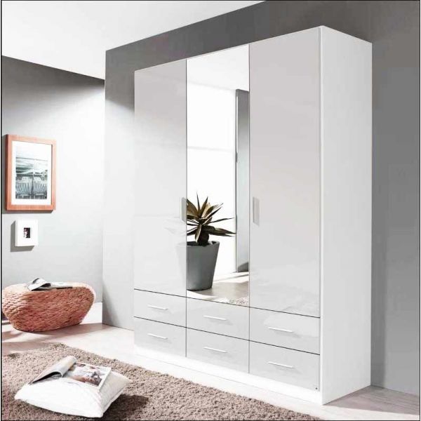 Rauch Stuttgart 3 Door Combi Wardrobe Alpine White / Soft Grey