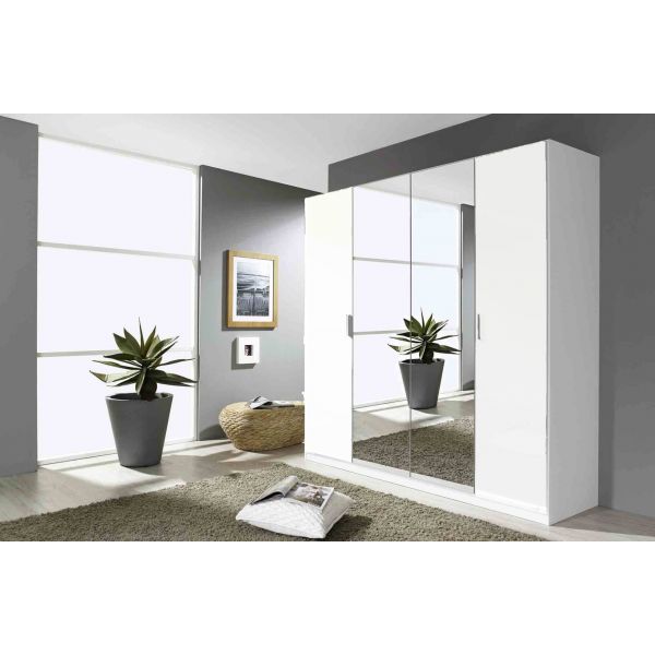 Rauch Stuttgart High Gloss White Hinged 4 Door Wardrobe