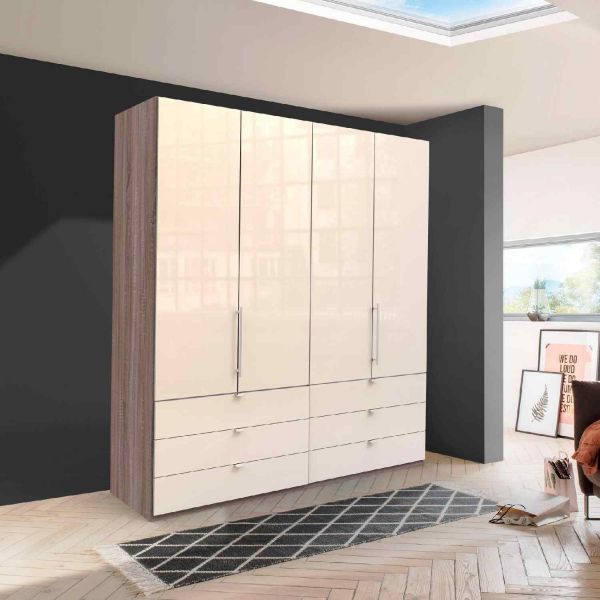Wiemann Loft 4 Door combi magnolia glass wardrobe