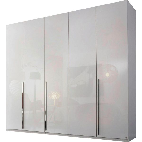 Rauch Montclar 5 Door Hinged High Gloss White Wardrobe with Premium InteriorRach Montclar High Gloss White wardrobe5 door hinged white wardrobe 250 cm hinged door wardrobe2.5m hinged door wardrobe Premium quality wardrobe German wardrobe 