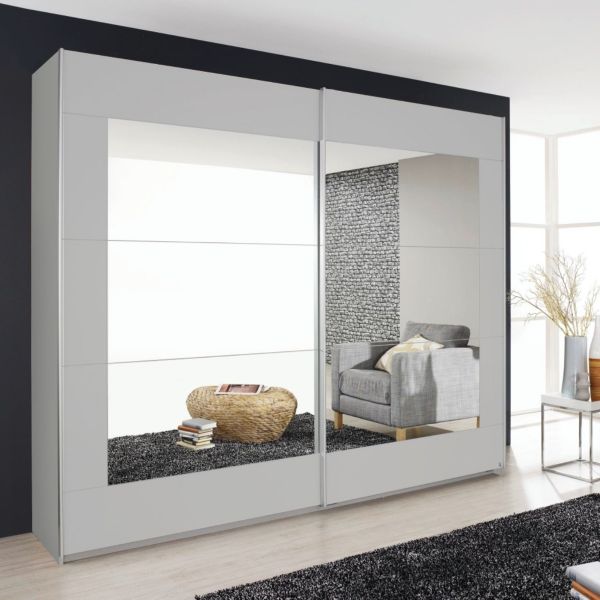 Rauch Alegro Silk Grey and Mirror Sliding Door Wardrobe2 Door-sliding wardrobe 1.81M Sliding door wardrobe181cm sliding door wardrobeLarge Sliding Door Wardrobe