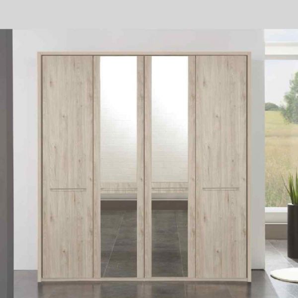 Weimann 4 door Hinged wardrobeGerman wardrobe200cm hinged door wardrobes2m hinged door wardrobeOak and mirror hinged door wardrobe