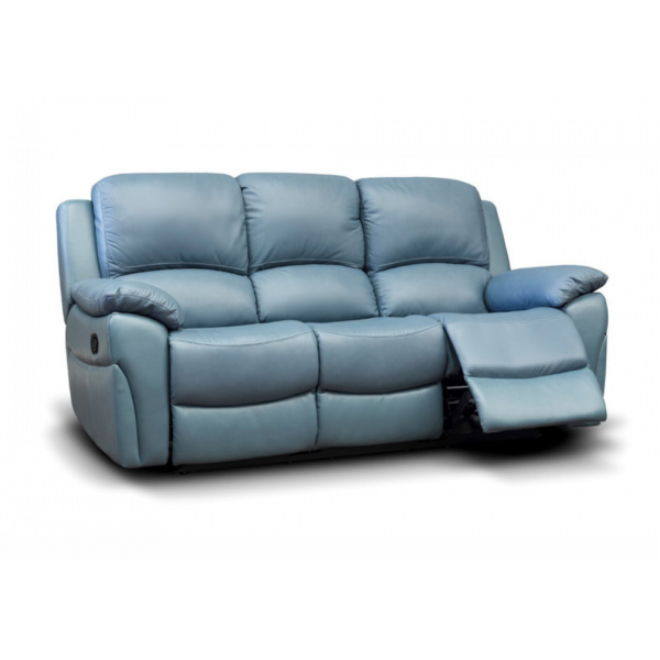 Serena Leather Sky Blue 3 seater Recliner Sofa set