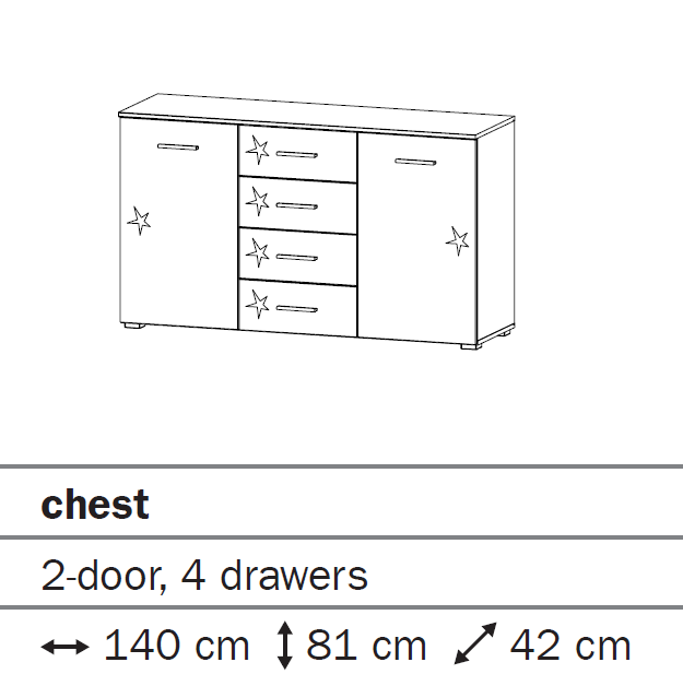 2 Door 4 Drawer Chest