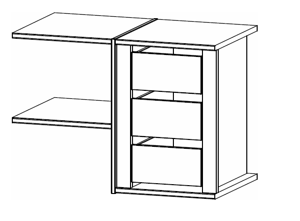Wardrobe division with 3 drawers 90CM