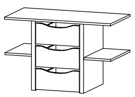 Interior Drawer 3 Drawers Side Shelves 90 CM